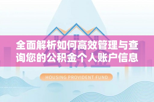 宿豫全面解析如何高效管理与查询您的公积金个人账户信息