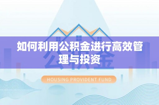宿豫如何利用公积金进行高效管理与投资